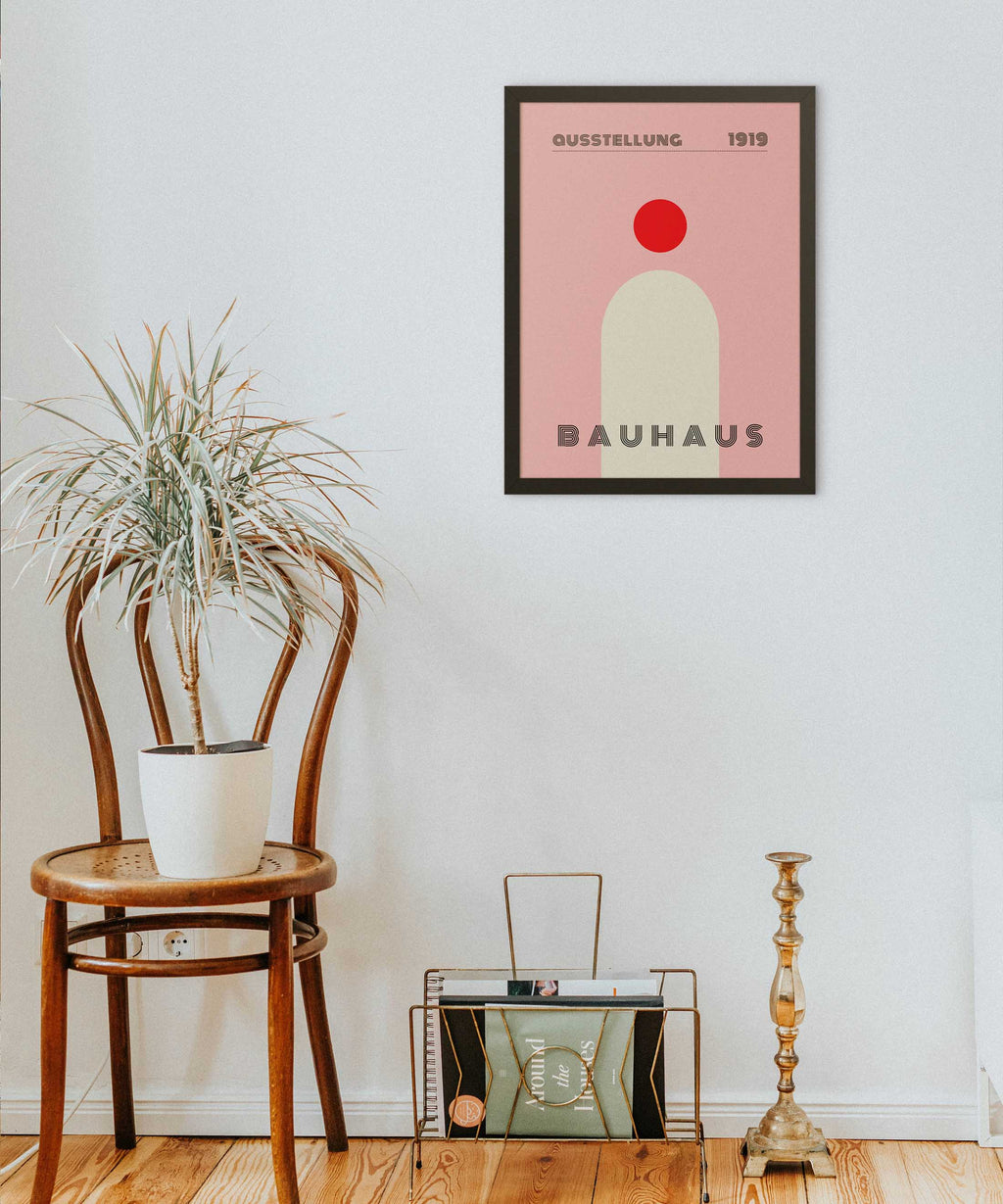 Bauhaus Red Circle Poster Framed