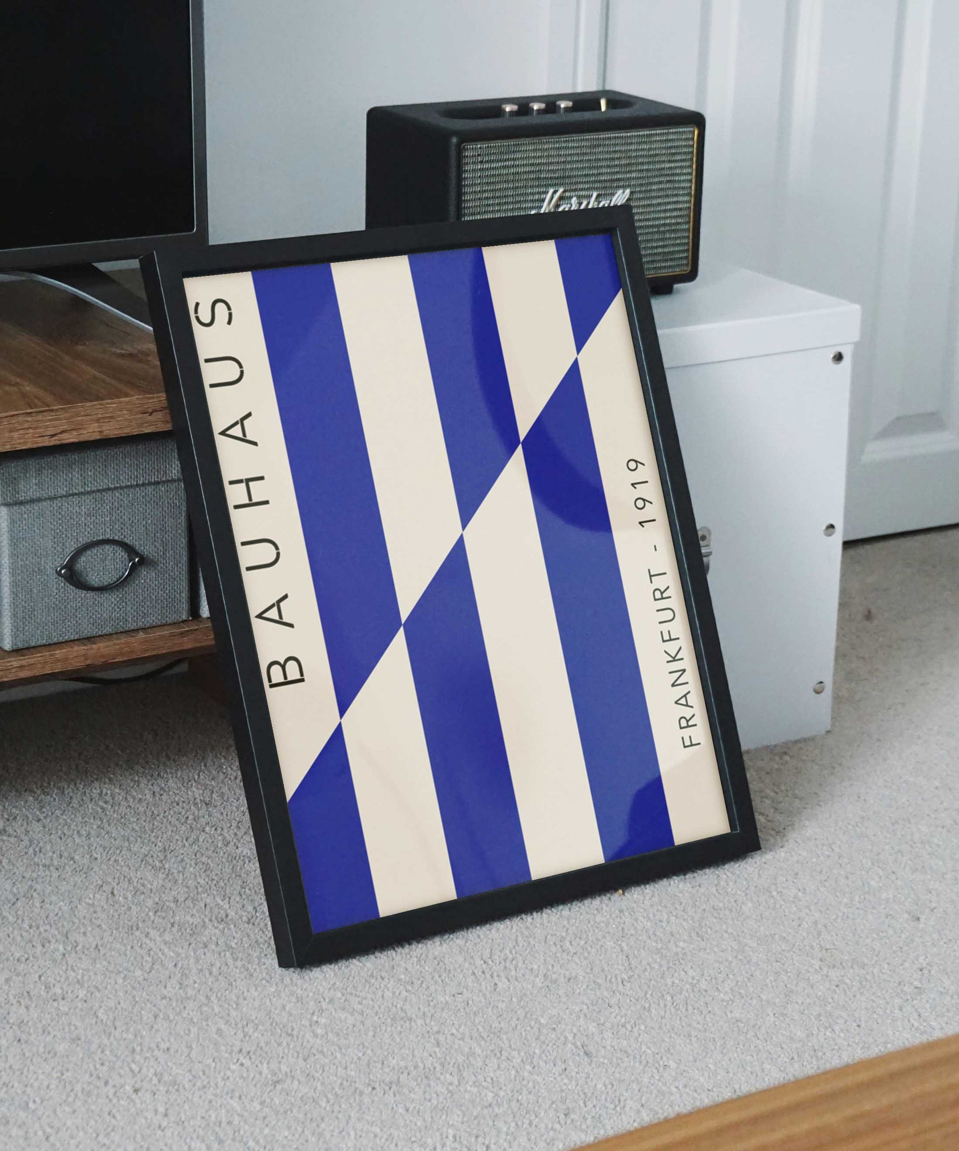 Bauhaus Blue Stripes Poster