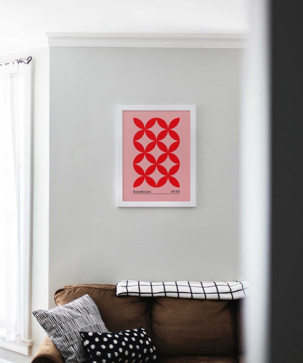 Bauhaus Flower Grid Poster Framed