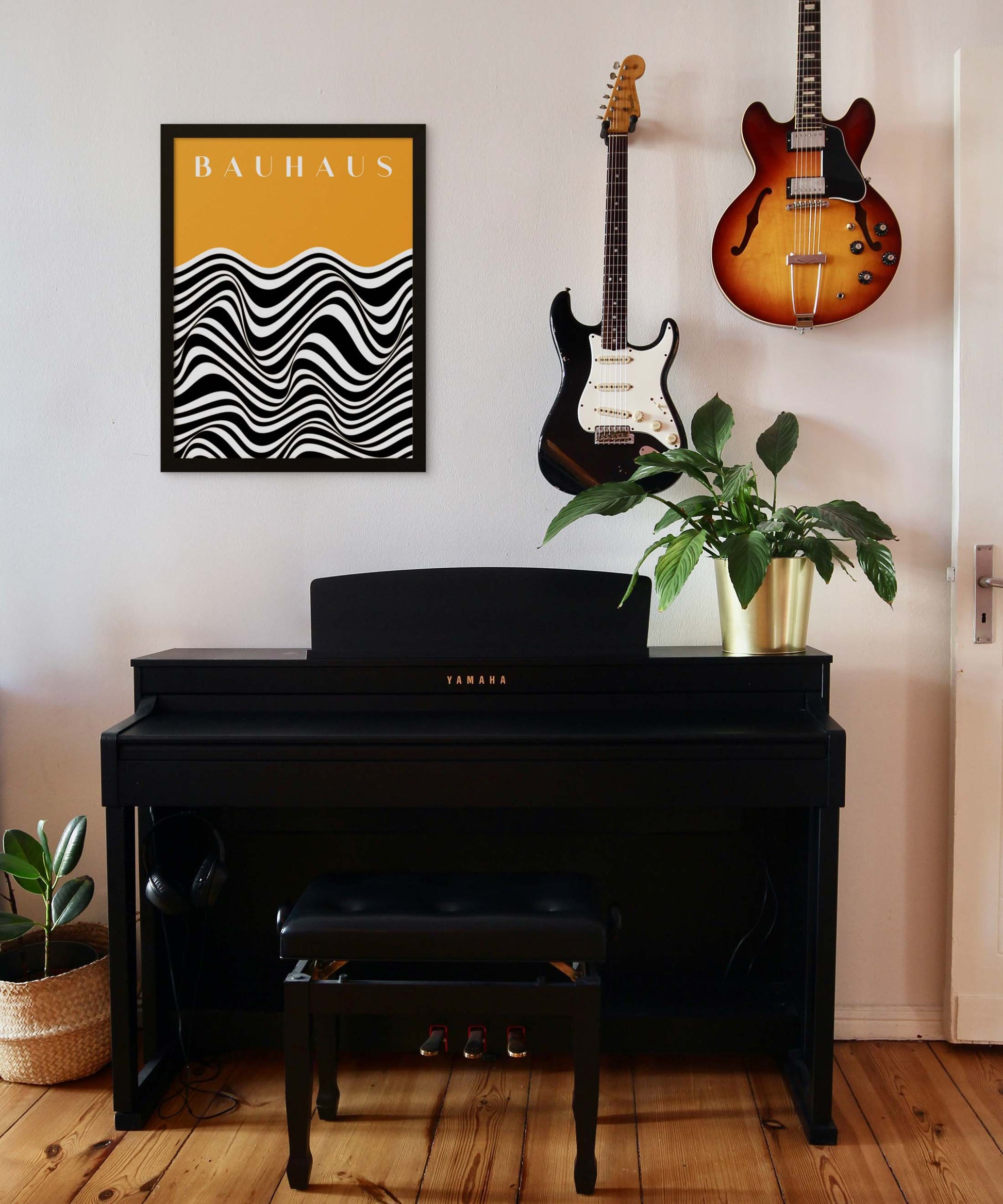 Bauhaus Orange Wave Poster
