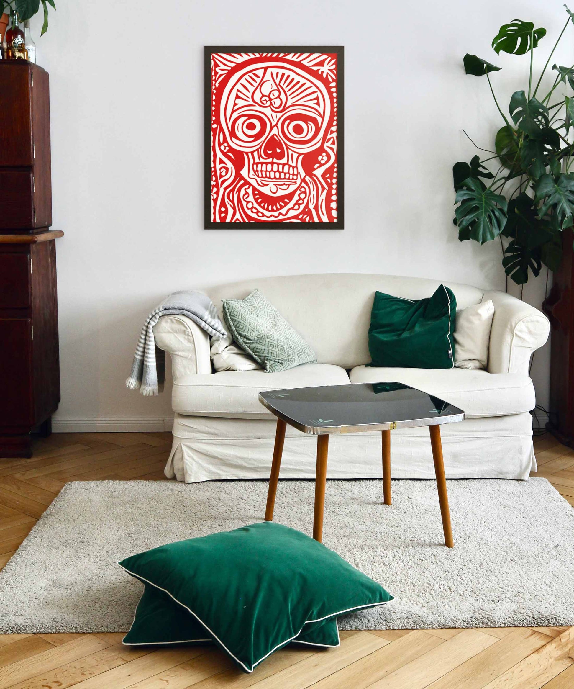 Orange Skull Poster