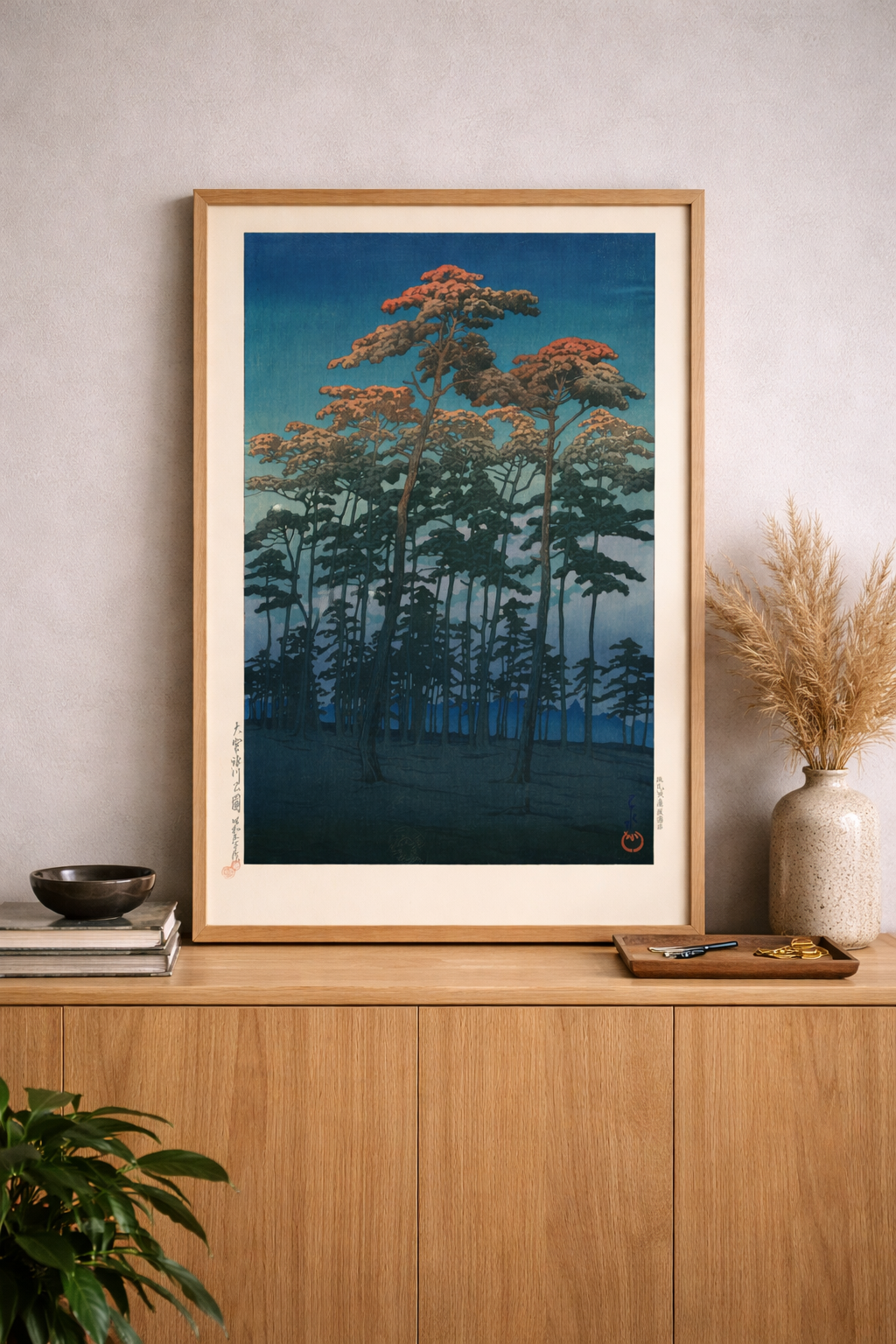 Pine Trees at Night by Hasui