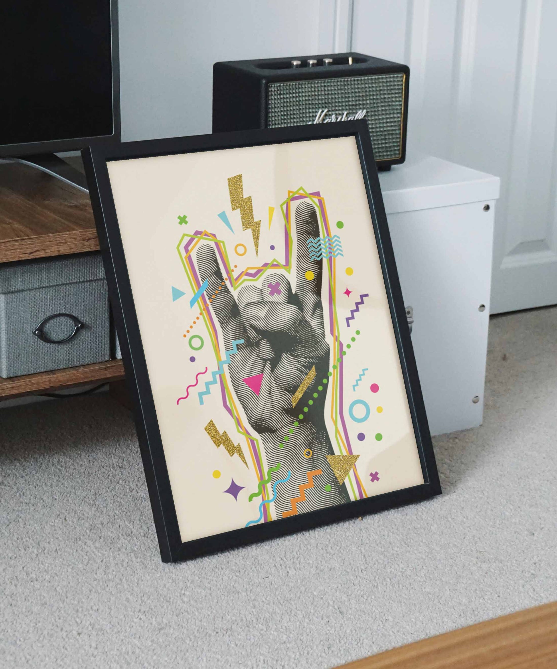 Rock Hand Pop Art Poster